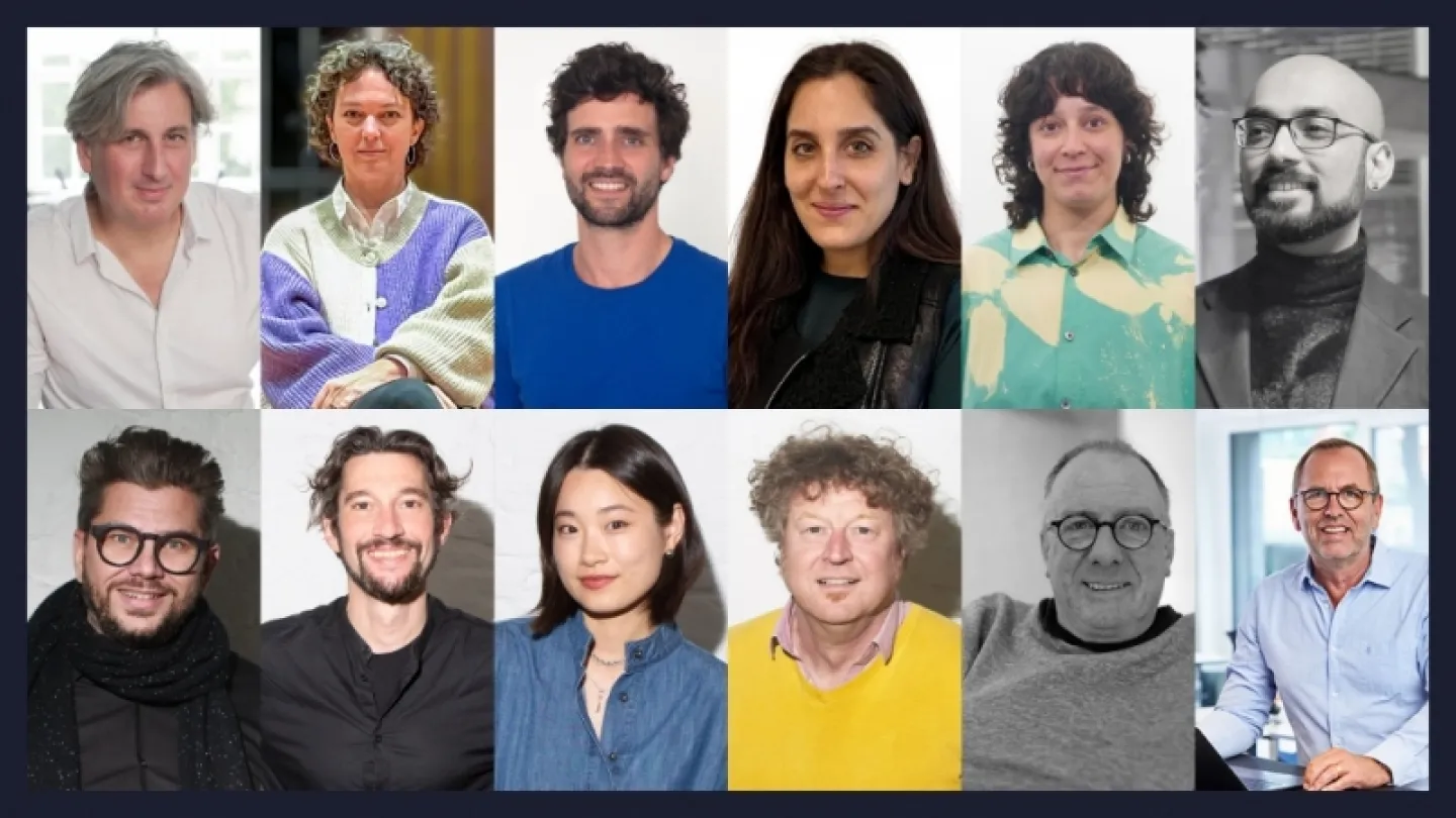 Grid collage of multiple portrait headshots of adults in varied clothing, with indoor backgrounds and studio lighting.